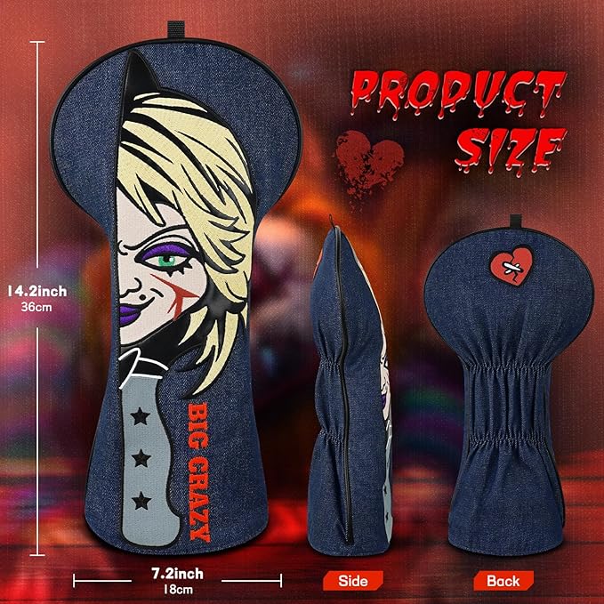 Big Crazy Golf Headcovers - Funny Golf Club Covers - Driver Headcover with Tour Grade PU Leather - Golf Driver Headcover, Waterproof Golf Head Covers, Soft Lining Golf Gift