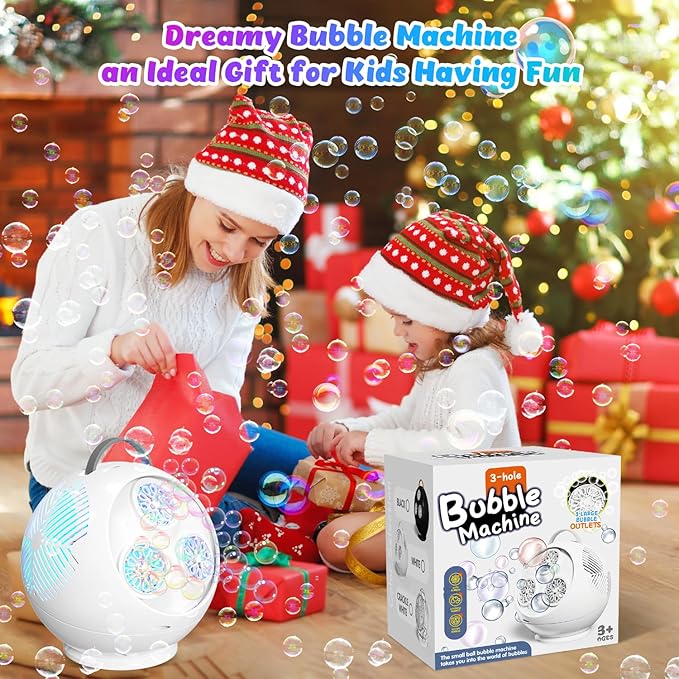 Bubble Machine for Kids Toddlers, 45°/360° Auto Rotatable Spherical Bubble - Image 7