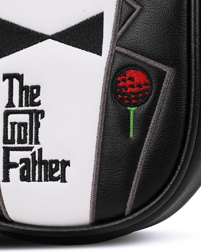The Golf Father Funny Golf Club Covers, Driver Fairway Wood Hybrid Headcover, Mallet Putter Covers Blade Headcovers Putter Cover Magnetic, Black and White Color Iron Covers for Most Brands