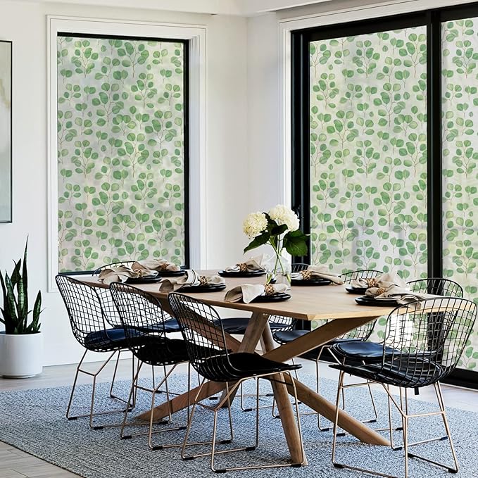 DKTIE Retro Leaves Pattern Two-Way Window Film Privacy Day and Night Window - Image 4