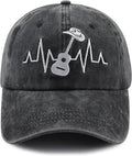 Country Music Guitar Heart Beat Hat for Men Women, Classic Embroidered Guitar Decor Musicians Baseball Cap