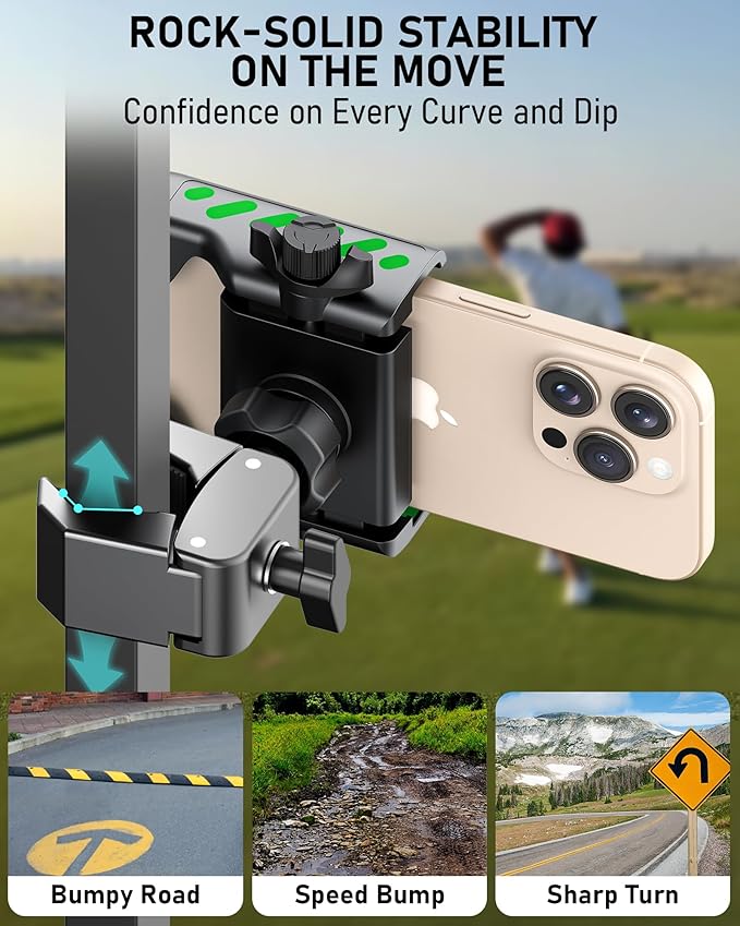Golf Cart Phone Holder Mount, Golf Cart Accessories Essential Gift for Golfers Men Women, Fits EZGO Club Car Yamaha, Phone Caddy for iPhone Galaxy Pixel, 2026 Stocking Stuffers Gift for Men
