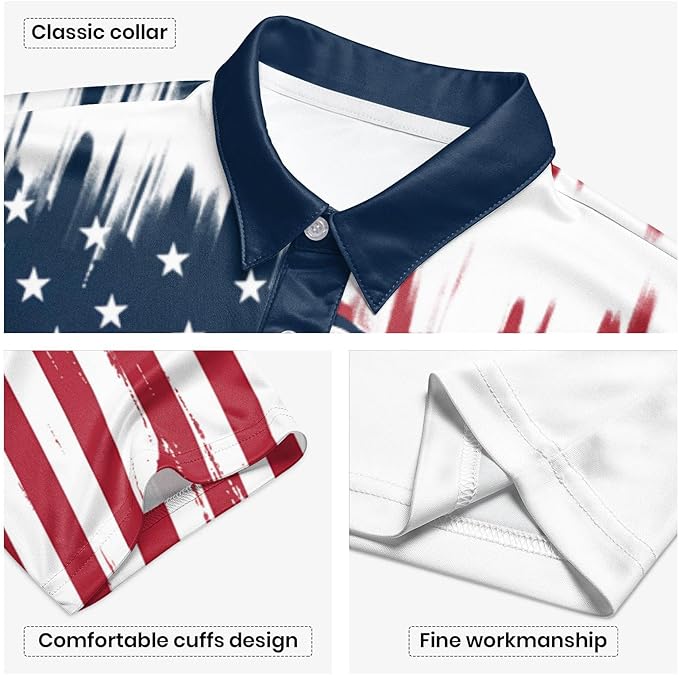Golf Polo Shirts for Men Funny Print Short Sleeve Golf Shirts Performance Golf Polos