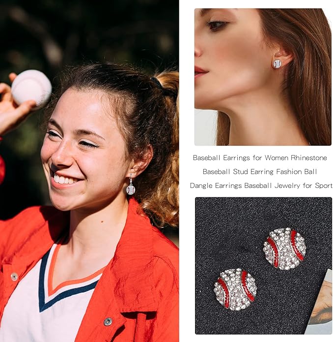 Baseball Earrings for Women Baseball Mom Accessories Essentials Game Day Fan Gifts Lightweight Sports Stud Earrings Jewelry Game Day Shirts Women