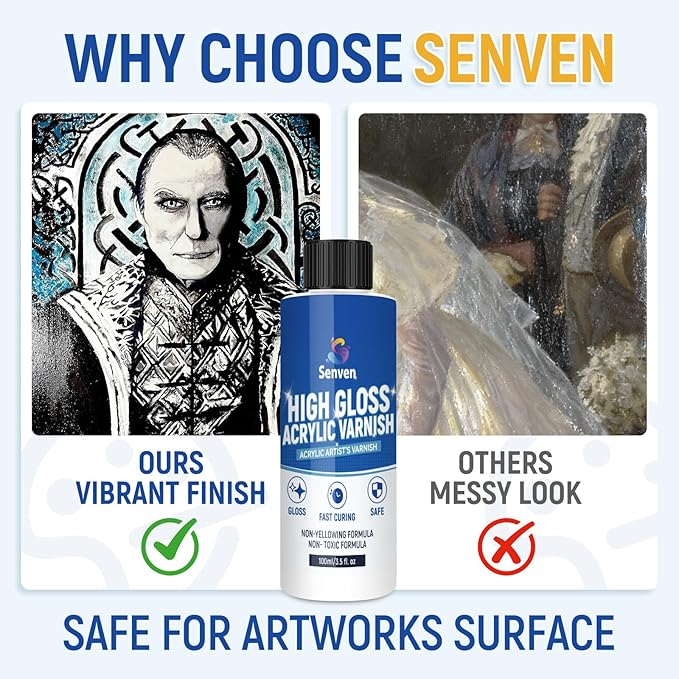 Gloss Varnish for Acrylic Painting, Artist's Acrylic Varnish Kit, Non-Yellowing - Image 5