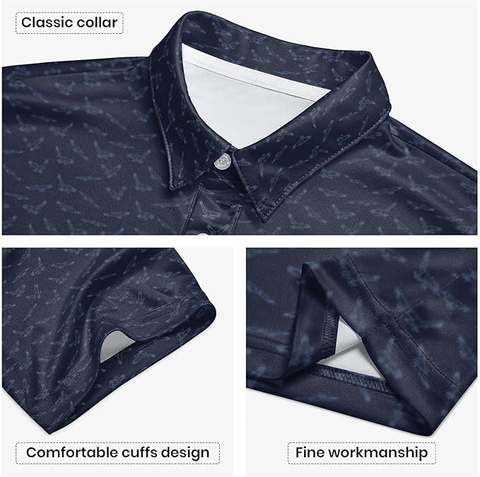Golf Polo Shirts for Men Funny Print Short Sleeve Golf Shirts Performance Golf Polos