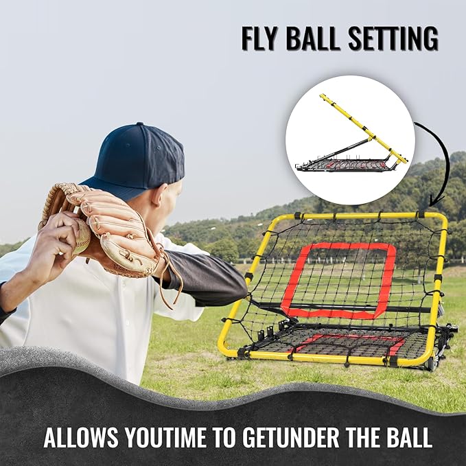 Storgem Baseball Softball Rebounder Net, Pitch Back Rebound Net,Soccer Rebound Net, Fielding Rebounder,Double Sided Adjustable Multi-Sports Pitching Rebound Net for Throwing Practice