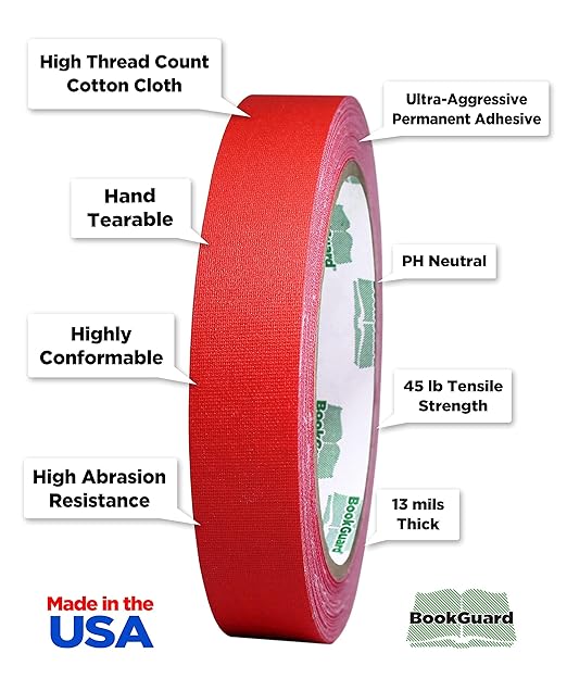 BookGuard 0.75 inch Premium Bookbinding Repair Cloth Tape, 15 Yard Roll - Image 5