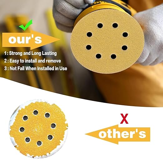 100PCS 5 Inch 8 Hole Sanding Discs 60 Grit - Image 7