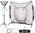 BaseGoal 6'×6' Baseball Softball Practice Net,Baseball Backstop,with Batting Tee,Ball Caddy,for Hitting Pitching Batting Catching with Bow Frame,Bonus Strike Zone,Target,Portable and Foldable