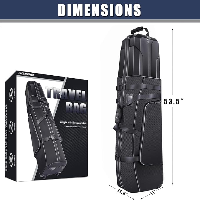 CHAMPKEY Premium Soft-Padded Golf Travel Bags for Airlines - Travel Golf Gags for Airlines with Premium Oxford Fabric and Oversized Wheels