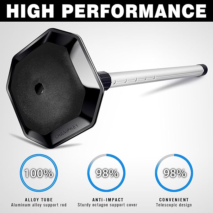 CHAMPKEY Professional Golf Travel Bag Support Rod - Sturdy Aluminum Alloy Golf Support System - Rubber Top Cover Golf Support Stick