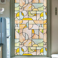 3D Stained Glass Window Privacy Film, Heat Control UV Blocking Static Cling by OHTMERU