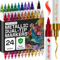ARTISTRO 24 Metallic Dual Tip Brush + Fine Acrylic Paint Markers by ARTISTRO