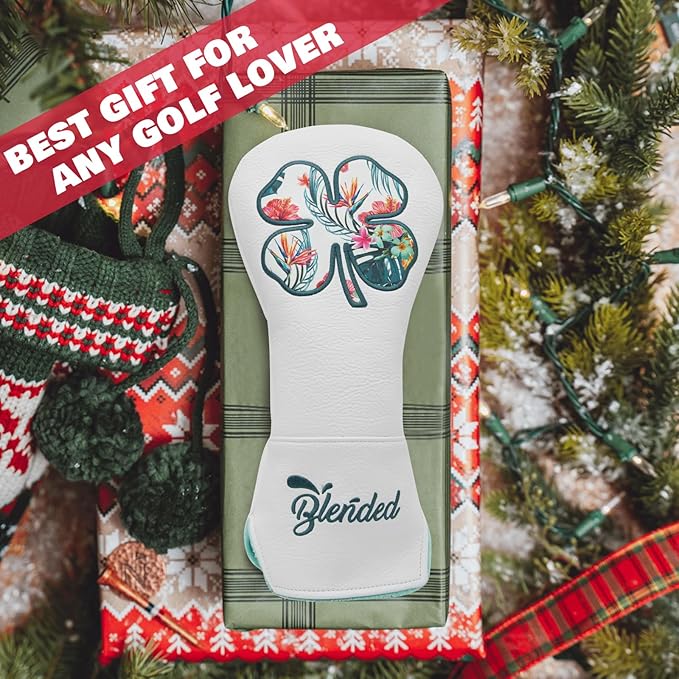 Golf Club Covers White Lucky Clover Golf Head Covers Driver Covers Fariway Wood Headcover Hybrid Covers Leather Golf Headcover with Number Tag for All Brand