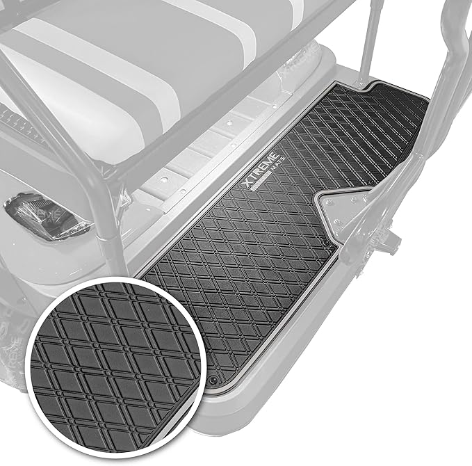 Xtreme MATS Golf Cart Floor Mat for Rear Seat Kits & Rear Facing Foot Rests - Fits Select ICON Backseat Kits (2021+) - Grey Trim