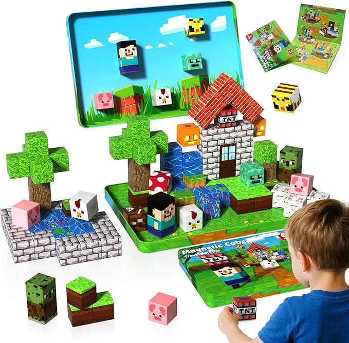 Mini Magnetic Blocks with Iron Box, STEM Educational Building Set Construction by GraceDuck