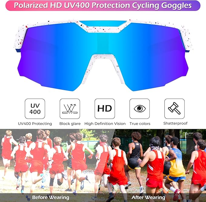 FEISEDY Kids Sunglasses Youth Baseball Sun Glasses, UV400 Sports Teens Cycling Shades for Boys Girls Age 8-16 B0048