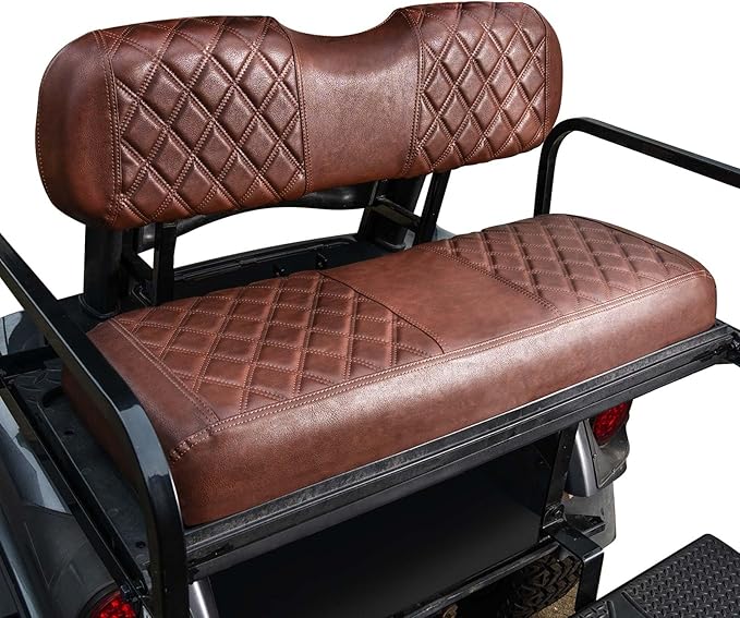 NOKINS Golf Cart Seat Covers, Fit Club Car Precedent/DS/EZGO RXV/TXT/Yamaha Drive Aftermarket Standard Rear Seat Cushion, No Stapler, Multiple Colors and Breathable (Brown&Brown 8438)