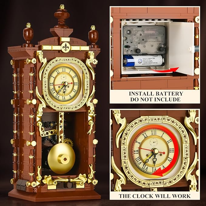 Retro Clock Building Set for Adults, Vintage Pendulum Clock Model - Image 3