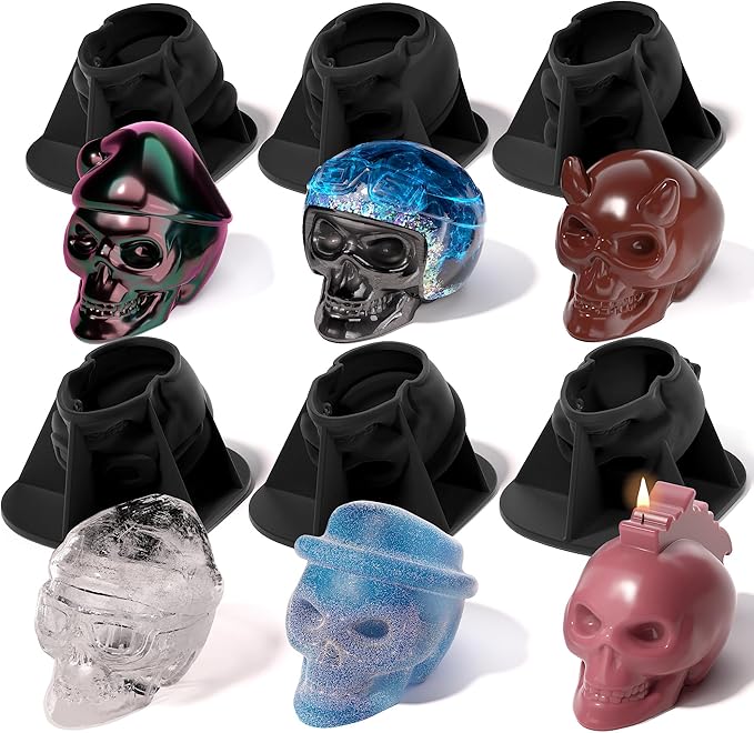 Readaeer Skull Silicone Molds, 3D Skull Molds, 6 Style Large Silicone Molds - Image 7