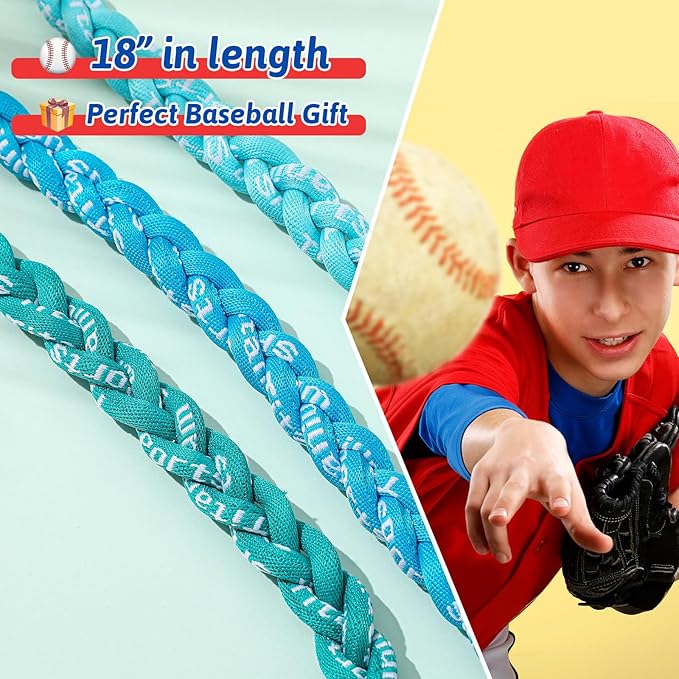 Junkin Baseball Necklaces Three Braided Rope Titanium Necklace for Fans Team Gifts Boys Men Player Softball Sports