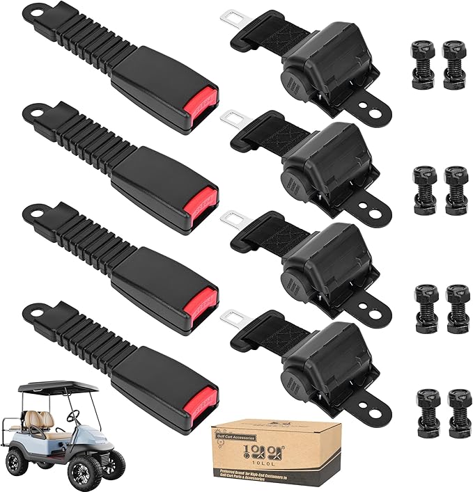 10L0L Retractable Golf Cart Seat Belts - Universal Retractable Seat Belts for Yamaha EZGO, Club Car, Go Kart, UTV