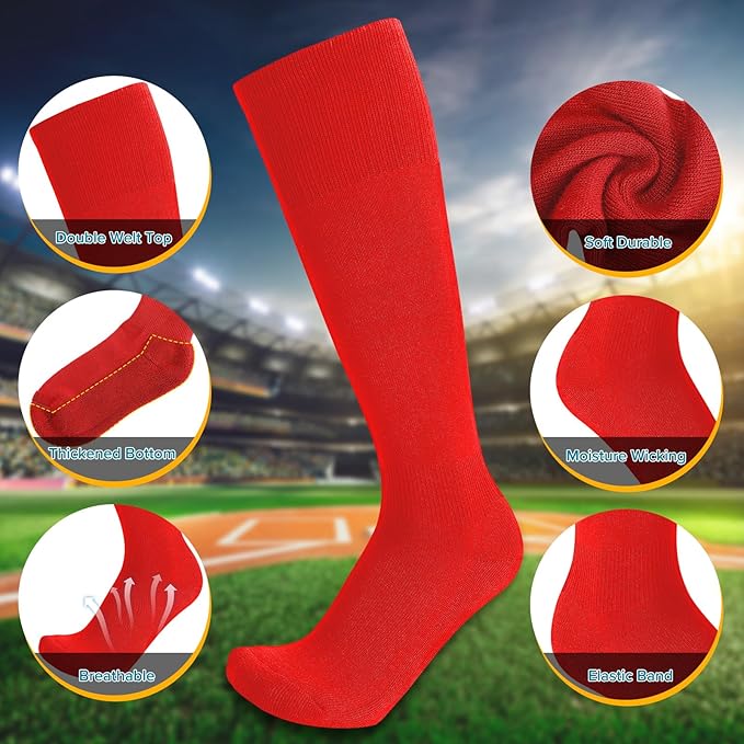 Baseball Socks and Belt Combo for Youth Adult - Softball Sock and Belt for Boys and Girls (2 Pairs of Socks & 1 Belt)