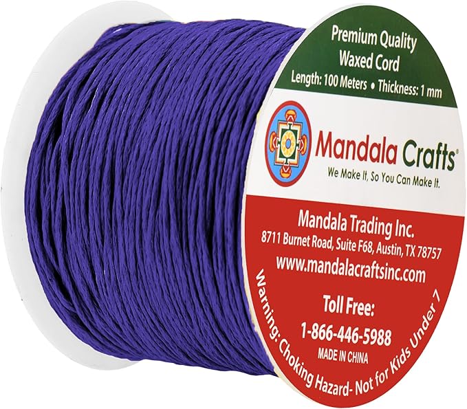 Mandala Crafts 1mm 109 Yards Indigo Cotton Waxed Cord - Image 2