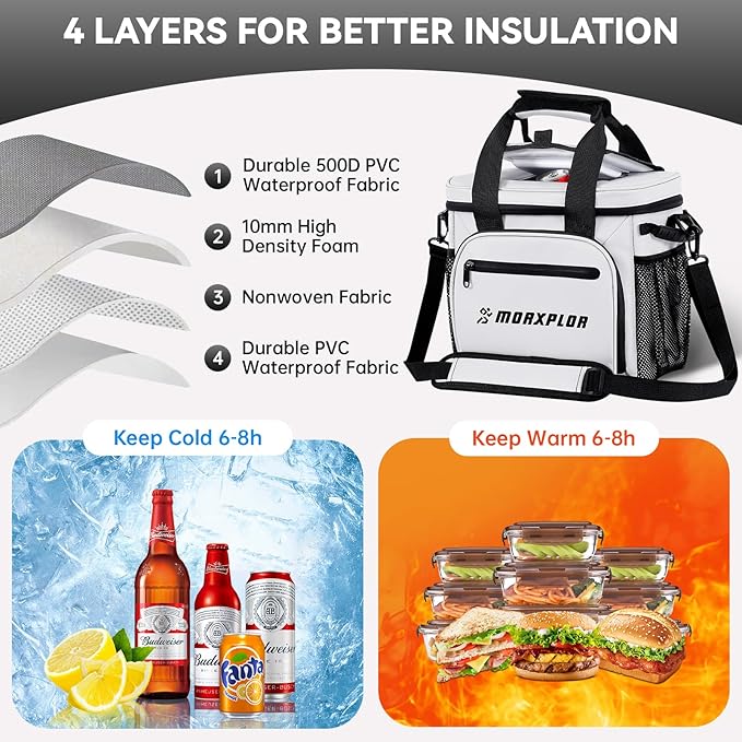 MORXPLOR Golf Cart Cooler with Magnetic Lid 12-Can Insulated Soft Cooler Bag Collapsible for Golf Cart,Golf Accessories,Lunch Camping Cooler Insulated Lunch Bag with Adjustable Shoulder Strap