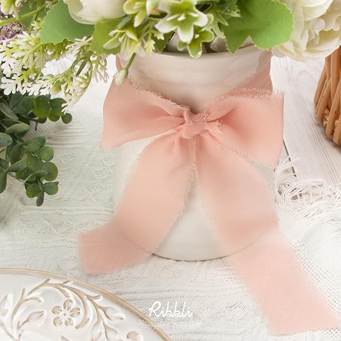 Ribbli Blush Pink Chiffon Ribbon - Image 3