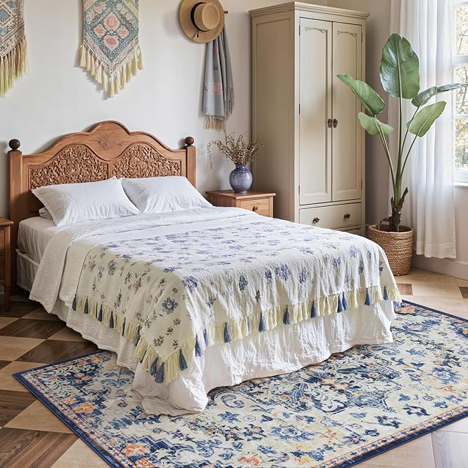 Lahome Bohemian Floral Medallion Area Rug - Image 2