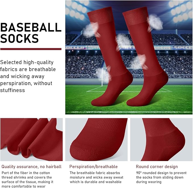 Zhanmai Baseball Belt and Socks Combo, Adjustable Elastic Belt and Softball Socks, Multiple Sizes for Youth Boys Girls, Adult