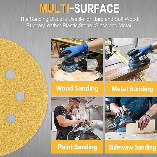 100PCS 5 Inch 8 Hole Sanding Discs 100 Grit - Image 6