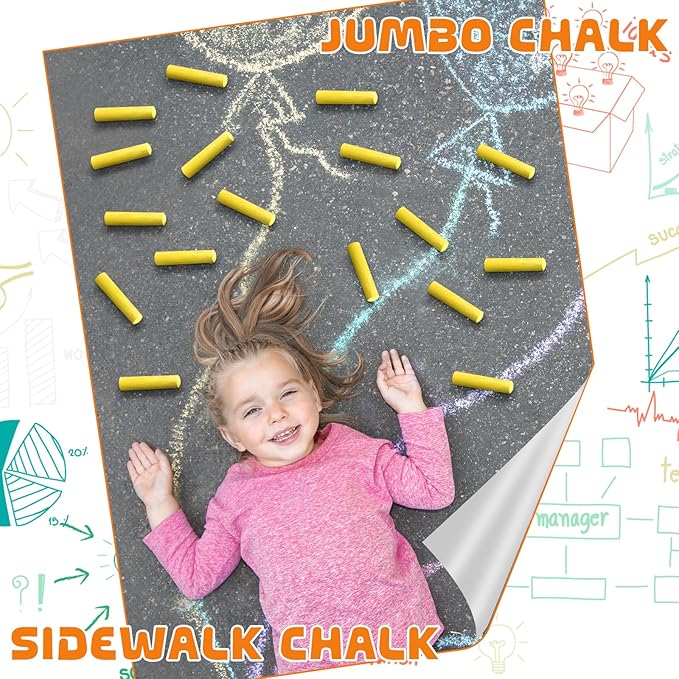 20 Pcs Sidewalk Chalks for Kids Non Toxic Jumbo Chalk for Party Gift Outdoor - Image 4