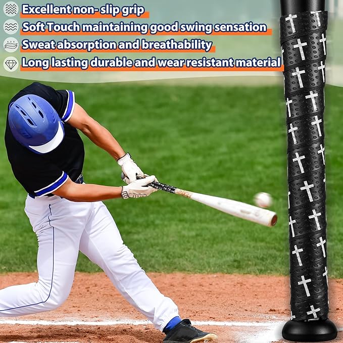 Baseball Bat Grip Tapes 1.5mm Precut and Full Adhesive Softball Grip Tape,Non-Slip Baseball Bat Wrap Tape Religious Cricket Batting Tape Replacement