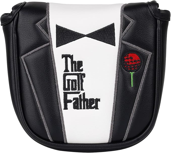 The Golf Father Funny Golf Club Covers, Driver Fairway Wood Hybrid Headcover, Mallet Putter Covers Blade Headcovers Putter Cover Magnetic, Black and White Color Iron Covers for Most Brands
