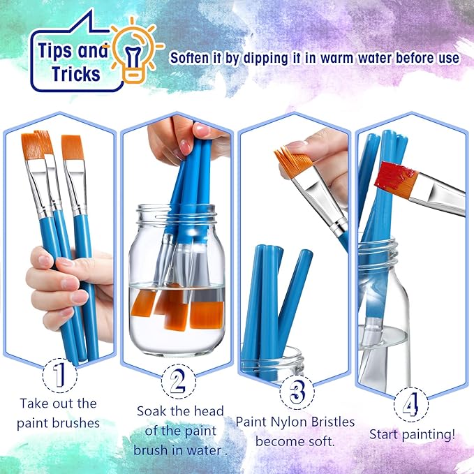 Zonon 10 Pcs 3/4 Inch Flat Paint Brushes Acrylic Painting Craft Accessories - Image 4