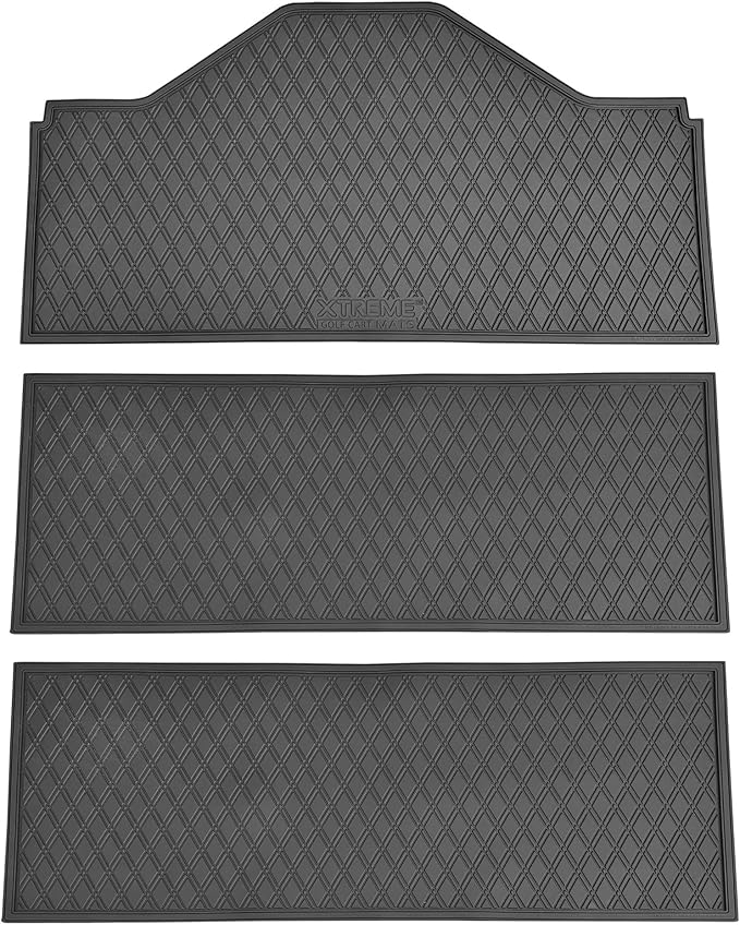 Xtreme MATS Evolution D5 Golf Cart Floor Mat Set - Rubber Double Diamond Design - Fits DMAX, D5, 2+2, 4F, 6F, Including Evolution Maverick and Ranger Trims