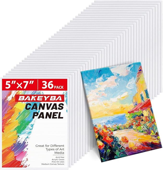 Canvas Boards for Painting 36 Pack, 5x7 Inch Painting Canvas Panels, 100% by Unknown