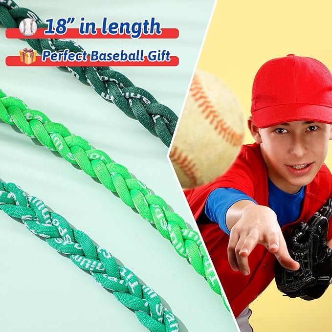 Junkin Baseball Necklaces Three Braided Rope Titanium Necklace for Fans Team Gifts Boys Men Player Softball Sports