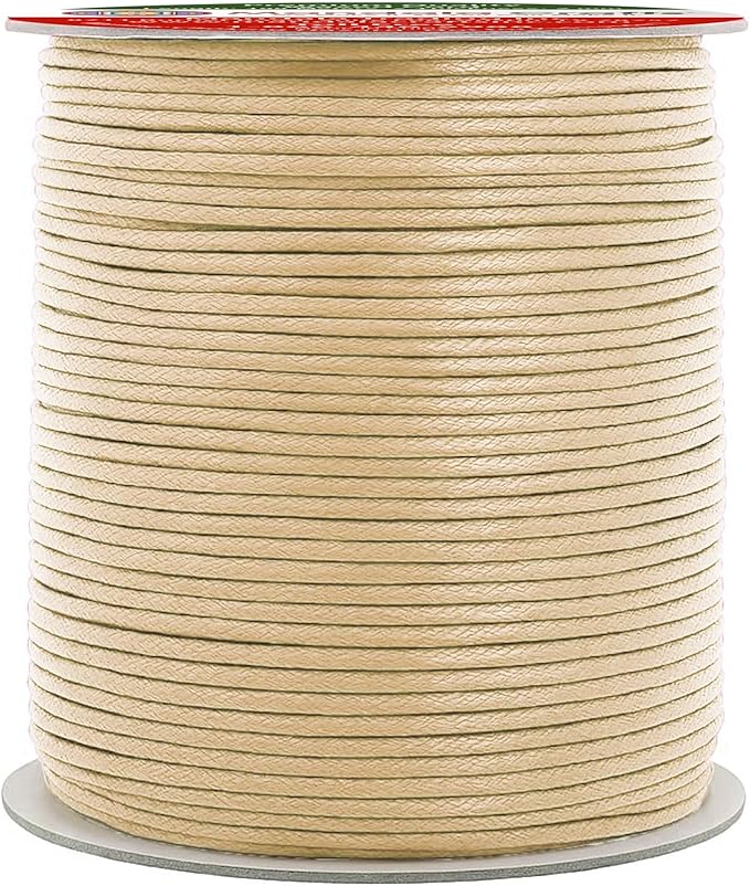 Mandala Crafts 2mm 109 Yards Cream Cotton Waxed Cord by MandalaCrafts