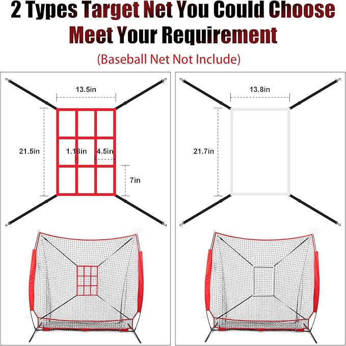 1pcs/2pcs Strike Zone Target Net,13.5x21.5in Pitching Strike Zone Net,Portable Strike Zone Plate for Baseball Pitching Accuracy Improve