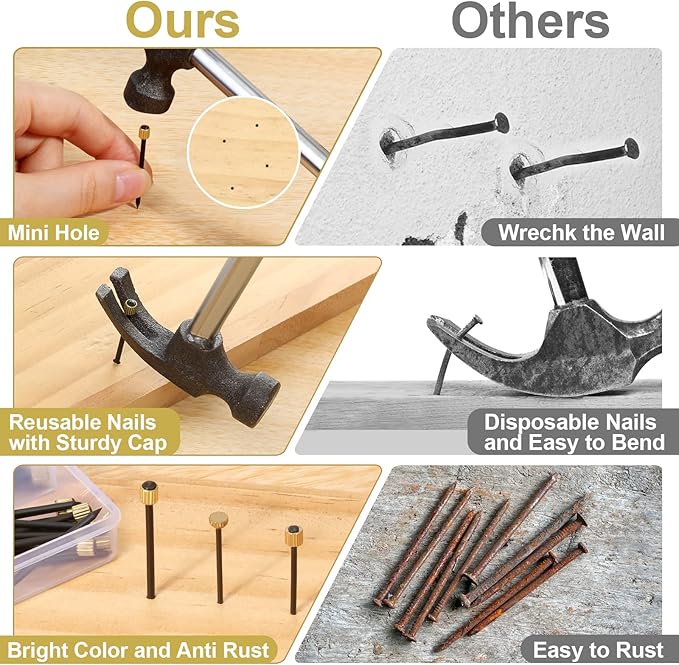 90PCS Picture Hanging Nails, 3 Sizes Wall Decorative Nails - Image 3