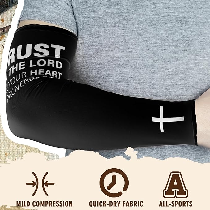 Shyyween 6 Pairs Faith Cross Arm Sleeves Religious Compression Arm Sleeves for Men Women Basketball Baseball Football for UV