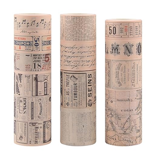 Dizdkizd Washi Tape Set, 12 Rolls Antique Masking Tape Washi Tape Map Newspaper by Dizdkizd