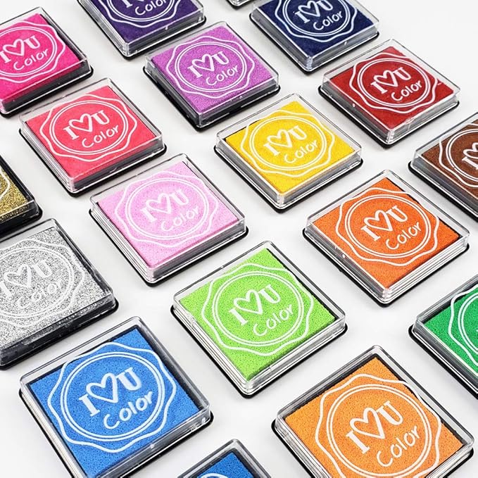 Washable Ink Pads for Kids Rubber Stamps, 20 Colors Stamp Ink Pads, Fingerprint - Image 4