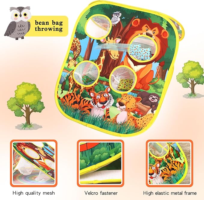 Bean Bag Toss Game for Kids/Double-Sided Foldable Cornhole Board/Backyard Beach - Image 2