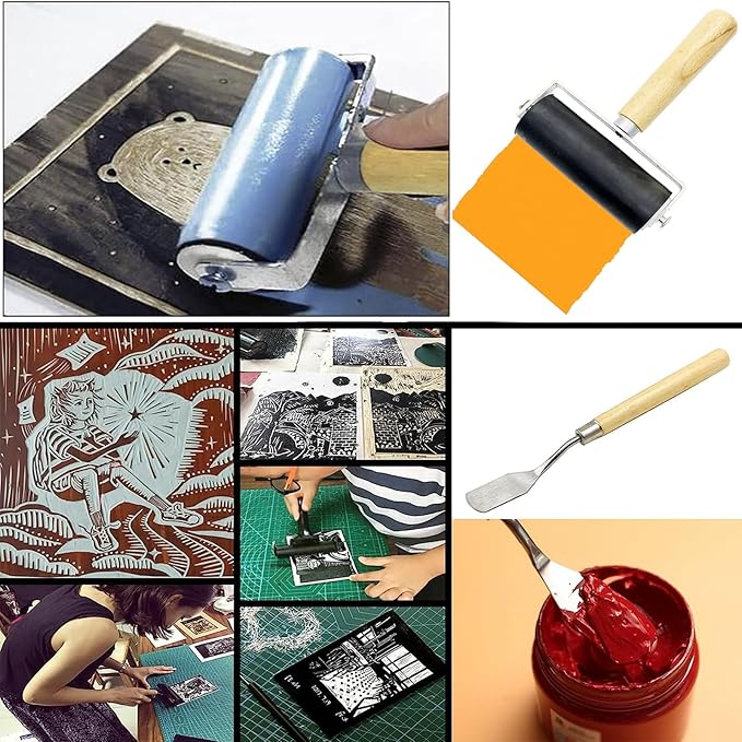 HRJZF Rubber Brayer Roller Set, 16 Pack, 1.4 Inch, Printmaking and Stamping - Image 4