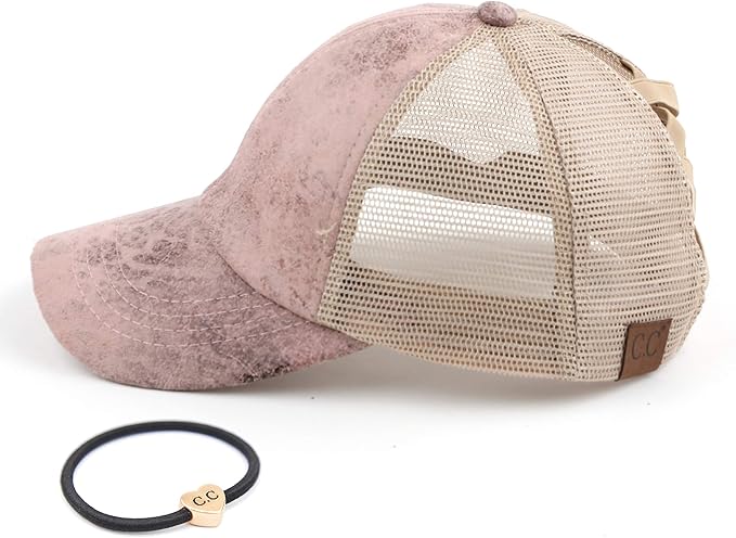 C.C Ponycap Messy High Bun Ponytail Adjustable Glitter Mesh Trucker Baseball Cap